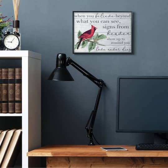 Stupell Industries Love Never Dies Cardinal Wall Art in Frame